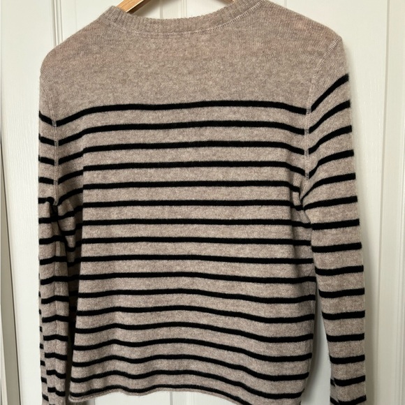 Reformation Jeans Crew Neck Cashmere Boyfriend Sweater Black Striped XS relaxed - Picture 6 of 8
